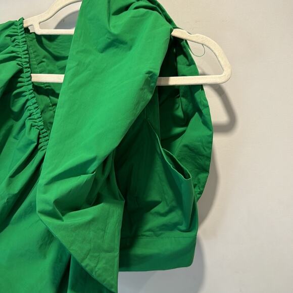 🍁 NWOT Zara Blogger Favorite Butterfly Style Top Blouse Eye Hook Closure Green - Picture 7 of 14
